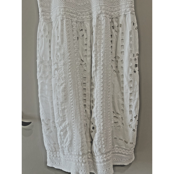 Michael kors Eyelet Tiered Bandeau Maxi Dress White Cotton cottage core Large - Picture 11 of 12